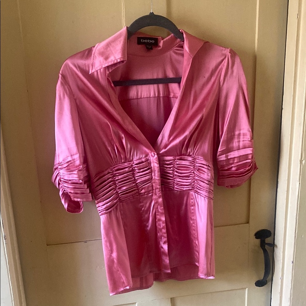 Bebe Pink Satin Women's Top